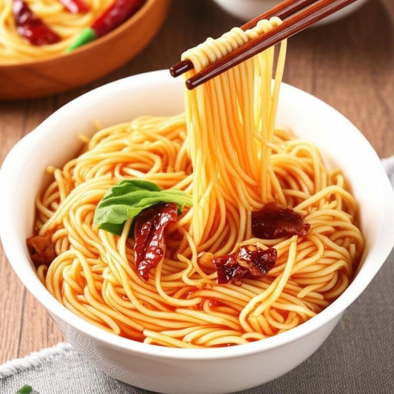 Oil based Non Fried Noodles Chili Oil Paste Flavor broad noodles designed for easy cooking and consistent flavor delivery